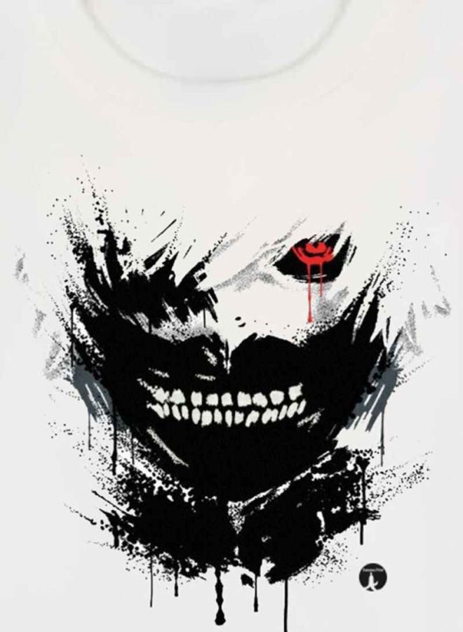 بي بي تيشيرت مزين بطبعة مستوحاة من المسلسل الكرتوني Tokyo Ghoul أبيض/ أسود - Image 3