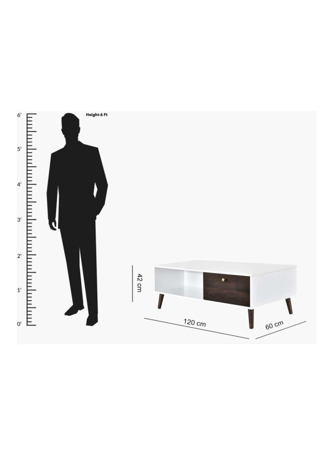 Home Box - Natalia Coffee Table With Drawer White/Brown 42x60x120cm - Image 1