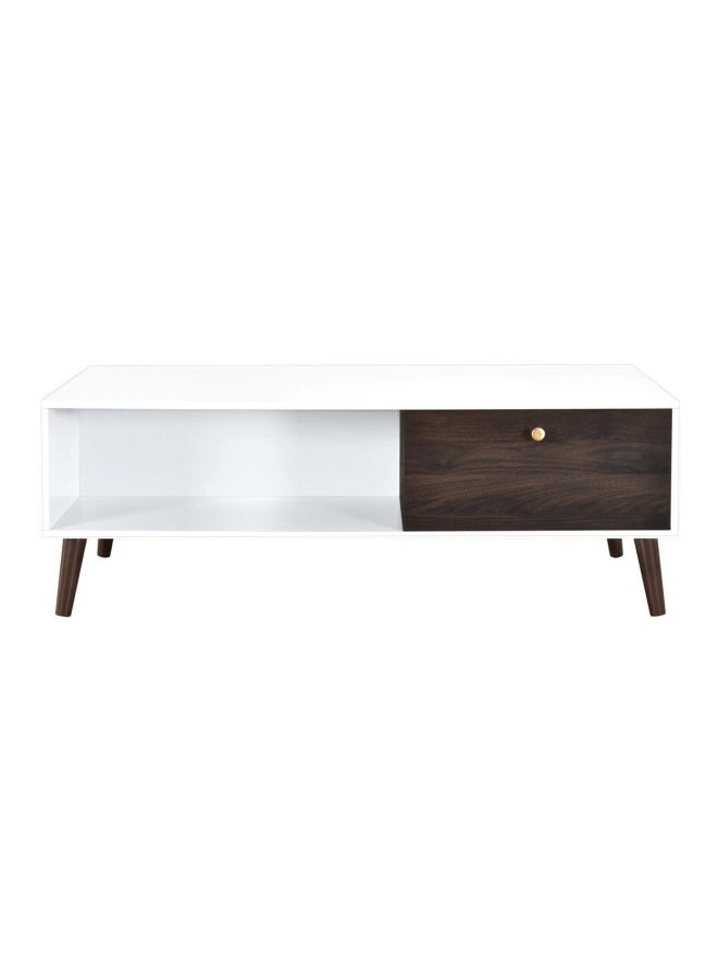 Home Box - Natalia Coffee Table With Drawer White/Brown 42x60x120cm - Image 1