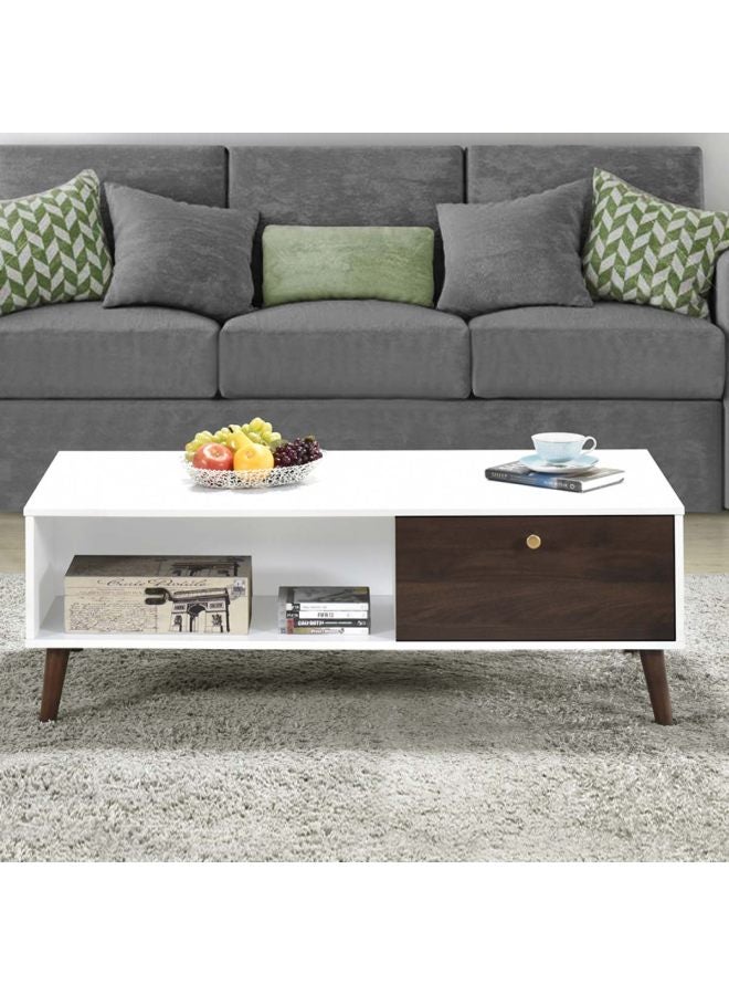 Home Box - Natalia Coffee Table With Drawer White/Brown 42x60x120cm - Image 1