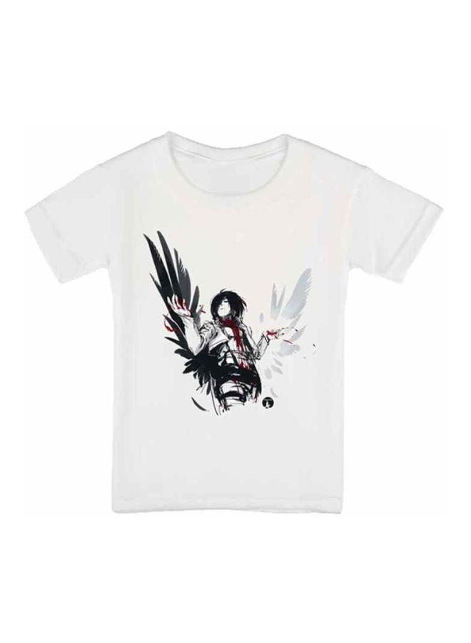 BP - Anime Attack On Titan Printed T-Shirt White/Black - Image 1