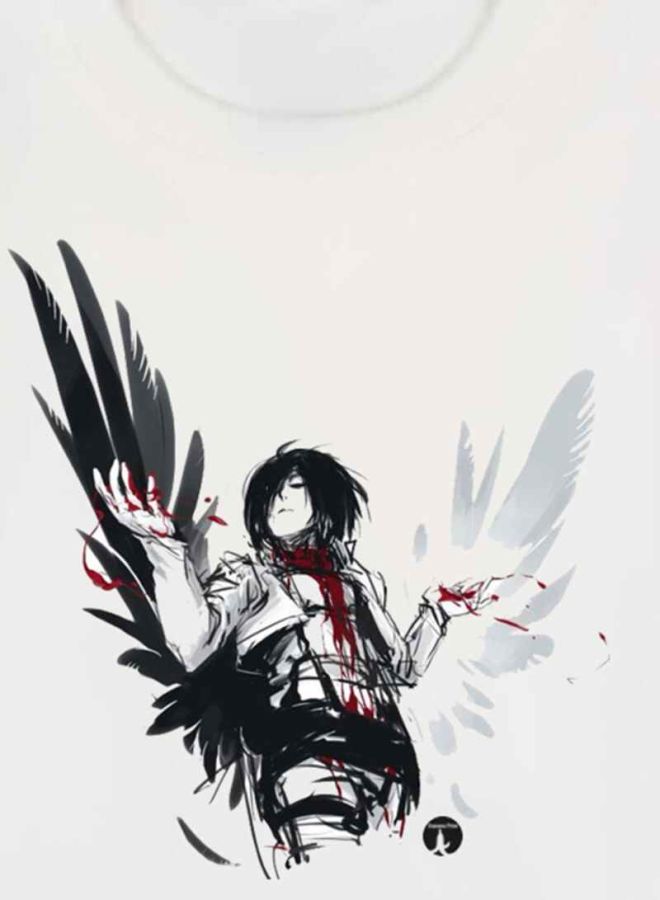 BP - Anime Attack On Titan Printed T-Shirt White/Black - Image 1