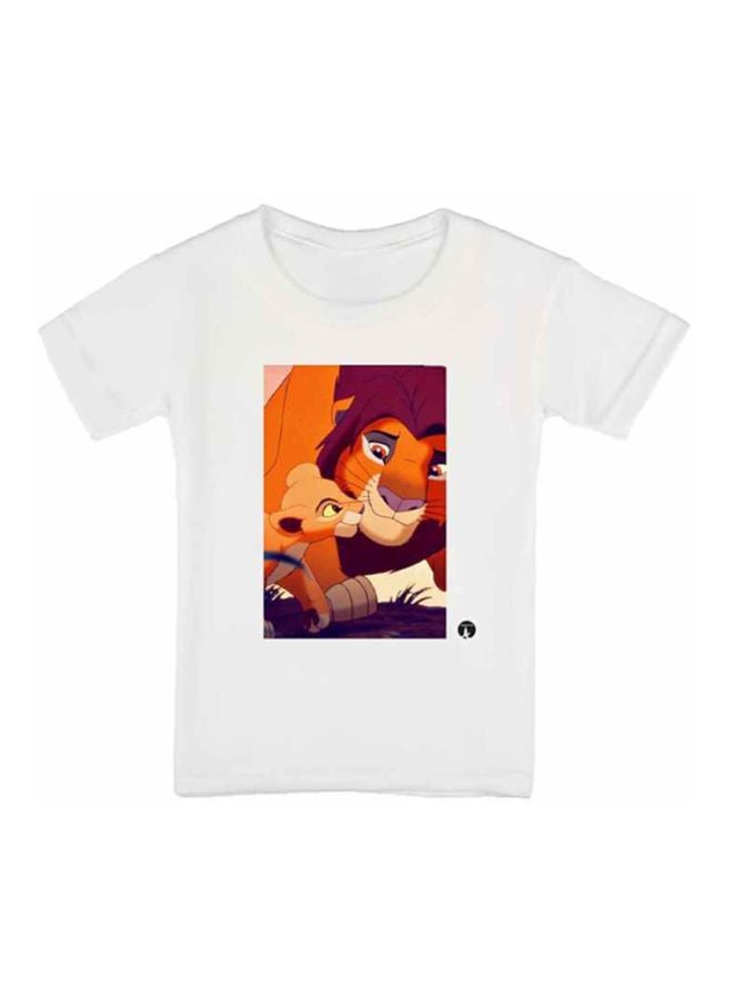 بي بي تيشيرت مطبوع عليه رسمة مستوحاة من فيلم "The Lion King" من ديزني أبيض/برتقالي/أرجواني - Image 1