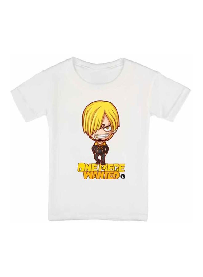 BP Anime One Piece Printed T-Shirt White/Yellow/Brown - Image 1