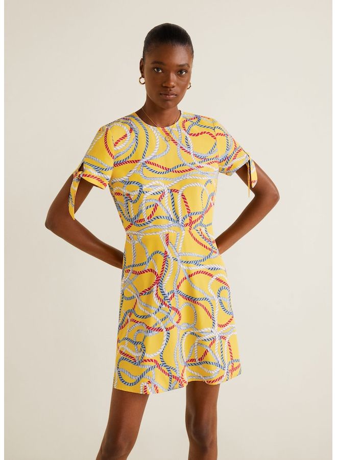 مانجو فستان قصير مطبوع عليه وشاح - Image 1