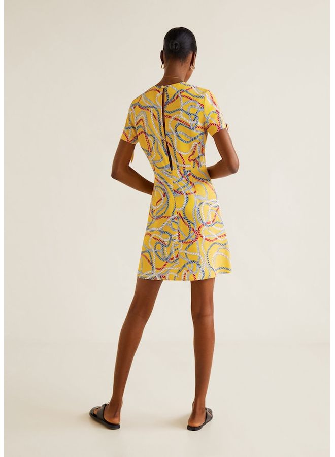 مانجو فستان قصير مطبوع عليه وشاح - Image 2