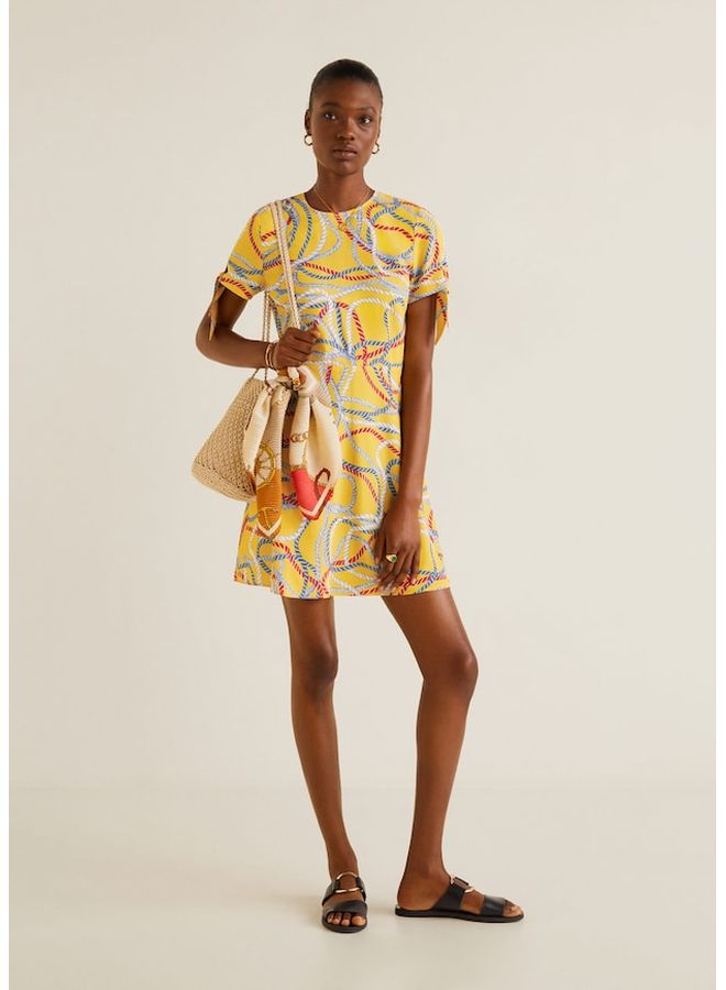 مانجو فستان قصير مطبوع عليه وشاح - Image 4