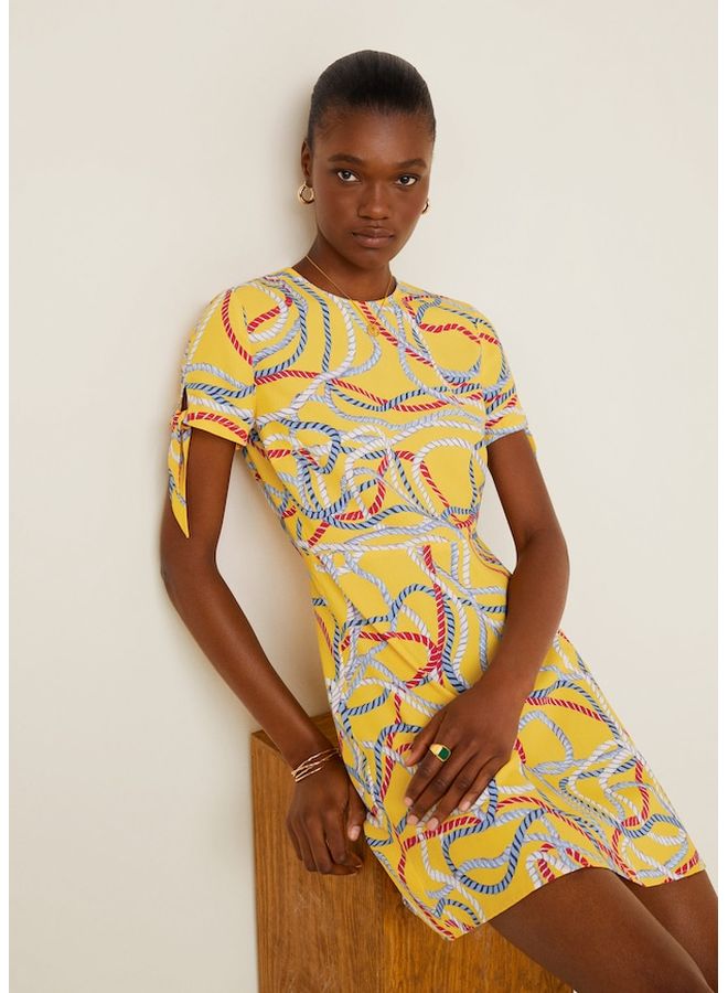 مانجو فستان قصير مطبوع عليه وشاح - Image 5