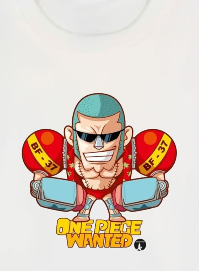 بي بي تيشيرت مطبوع بتصميم من مسلسل الرسوم المتحركة One Piece أبيض/أزرق/بيج - Image 3