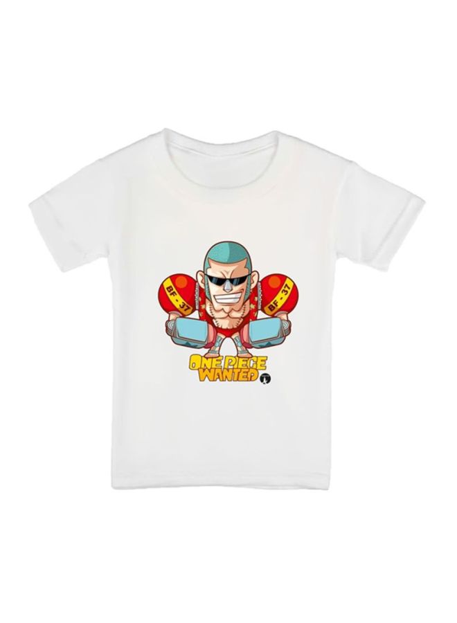 بي بي تيشيرت مطبوع بتصميم من مسلسل الرسوم المتحركة One Piece أبيض/أزرق/بيج - Image 1