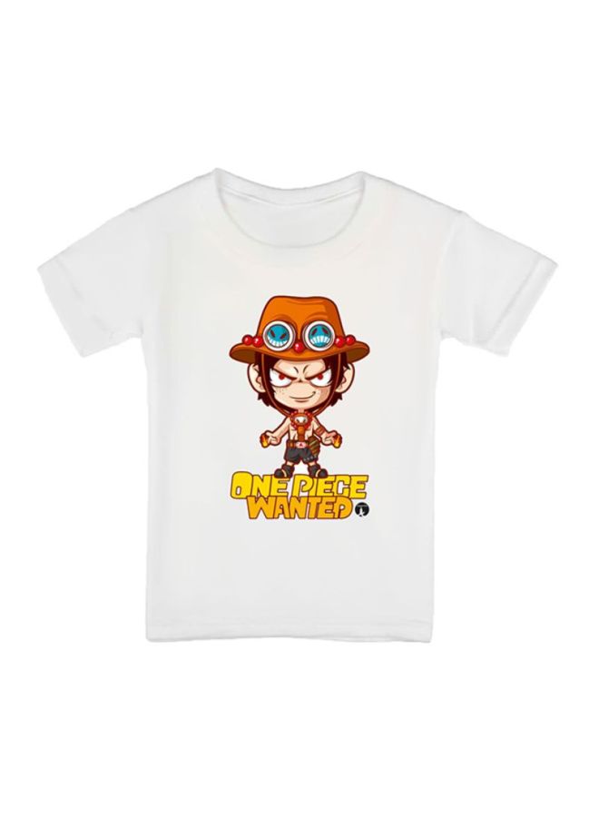 بي بي تيشيرت مطبوع بتصميم من مسلسل الرسوم المتحركة One Piece بني/أصفر/أبيض - Image 1