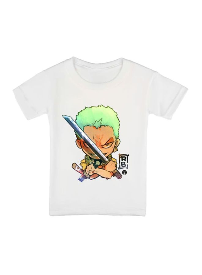 بي بي تيشيرت مطبوع بتصميم من مسلسل الرسوم المتحركة One Piece أبيض/بيج/أخضر - Image 1