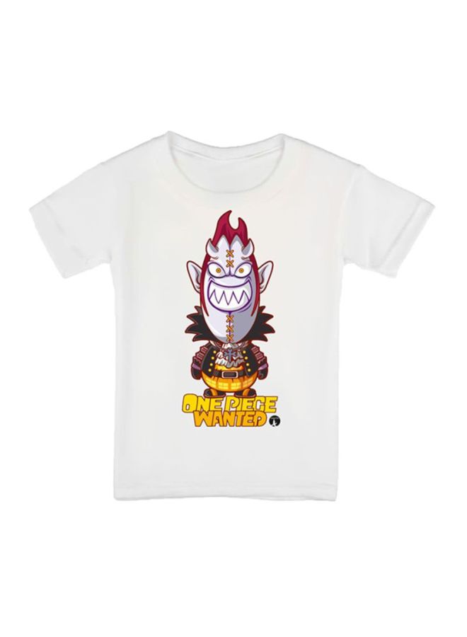 بي بي تيشيرت مطبوع بتصميم من مسلسل الرسوم المتحركة One Piece أبيض/بني/رمادي - Image 1