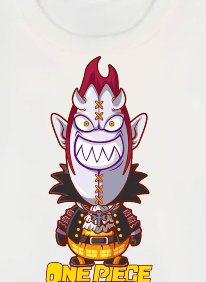 بي بي تيشيرت مطبوع بتصميم من مسلسل الرسوم المتحركة One Piece أبيض/بني/رمادي - Image 3