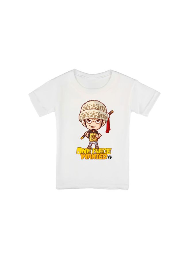 بي بي تيشيرت مطبوع بتصميم من مسلسل الرسوم المتحركة One Piece أبيض/أصفر/بيج - Image 1