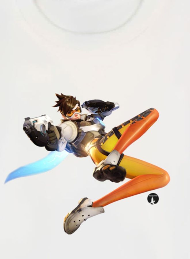 بي بي تيشيرت مزين بطبعة مستوحاة من لعبة Overwatch أبيض/برتقالي/أصفر - Image 3