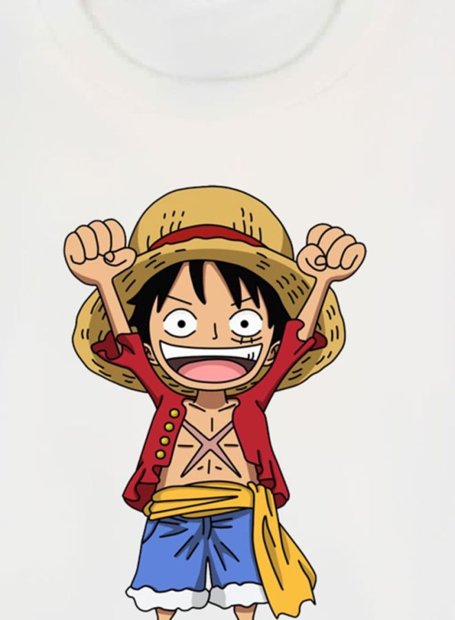 بي بي تيشيرت مطبوع بتصميم من مسلسل الرسوم المتحركة One Piece أبيض/ أصفر/ أحمر - Image 3