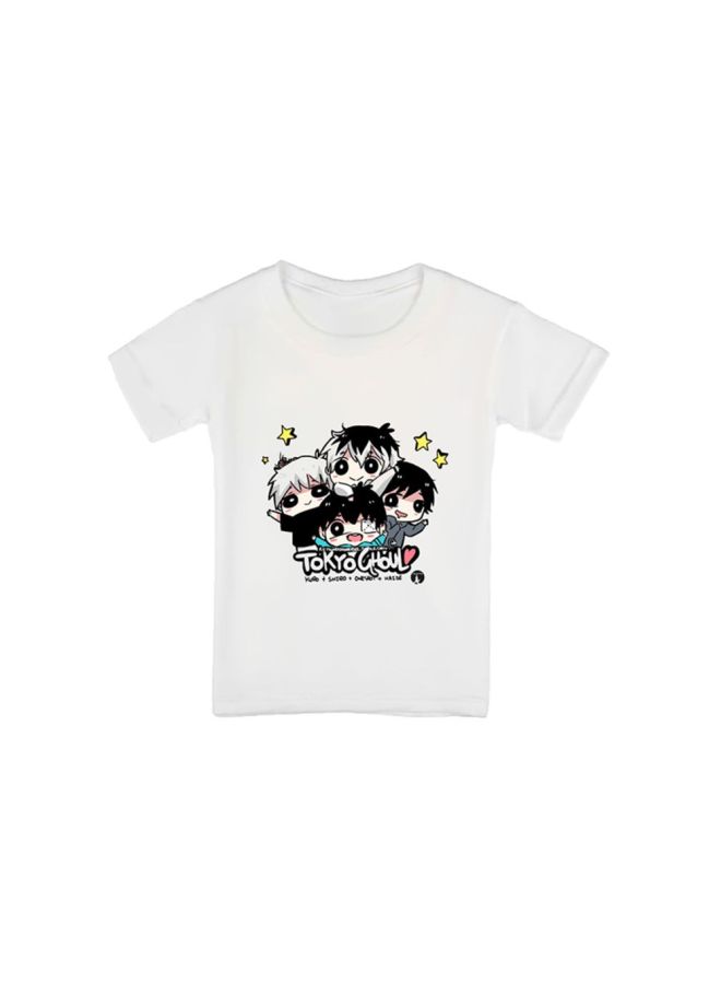 بي بي تيشيرت بطبعة سلسلة الرسوم المتحركة "Tokyo Ghoul" أبيض/أسود/أصفر - Image 1