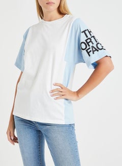 THE NORTH FACE Block Logo Printed T-Shirt White/Blue  - Image 1