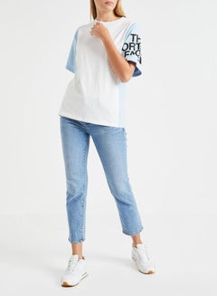 THE NORTH FACE Block Logo Printed T-Shirt White/Blue  - Image 3