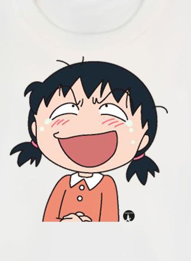 بي بي تيشيرت مزين بطبعة شخصية المسلسل الكرتوني Chibi Maruko-Chan أبيض/وردي/أسود - Image 3