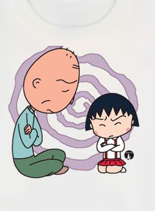 بي بي تيشيرت مزين بطبعة شخصية المسلسل الكرتوني Chibi Maruko-Chan أبيض/أخضر/أحمر - Image 3