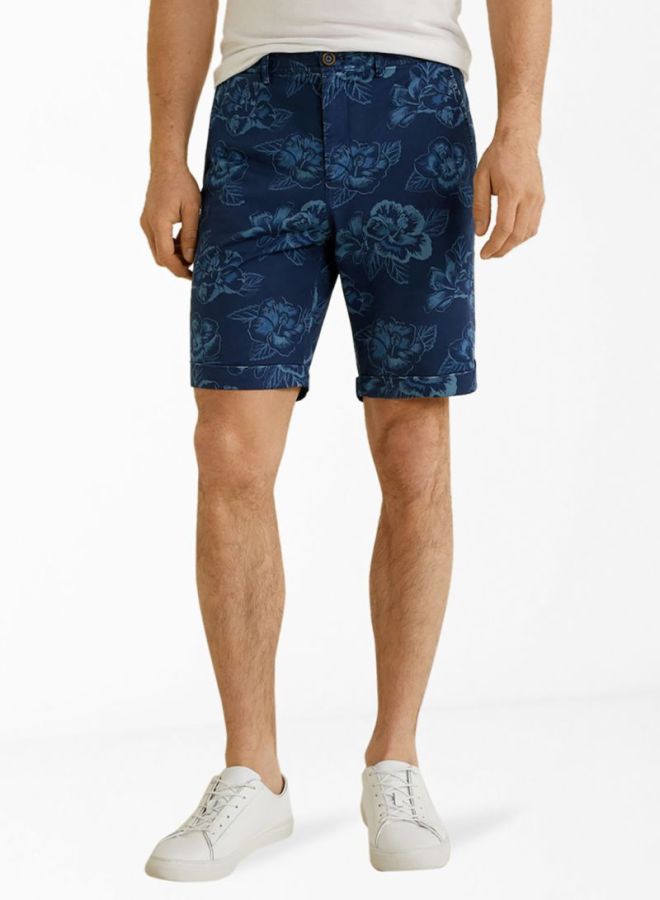 MANGO Floral Bermuda Shorts Blue  - Image 1