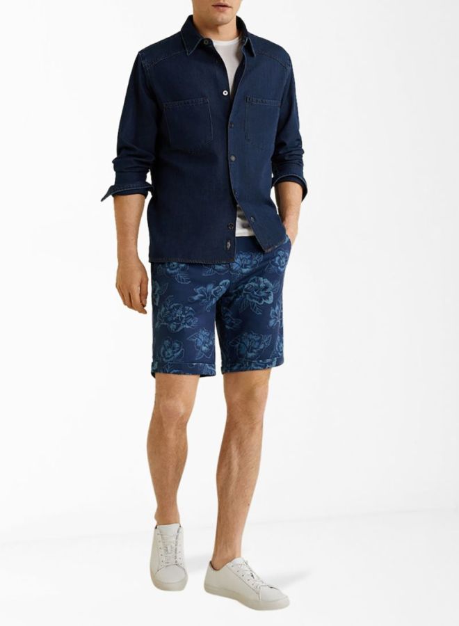 MANGO Floral Bermuda Shorts Blue  - Image 3