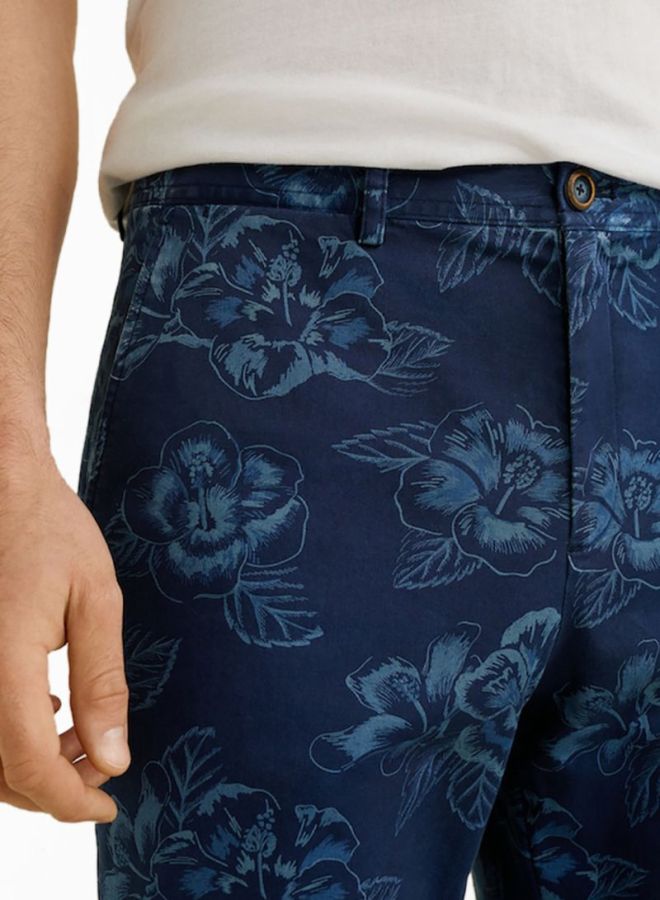MANGO Floral Bermuda Shorts Blue  - Image 4