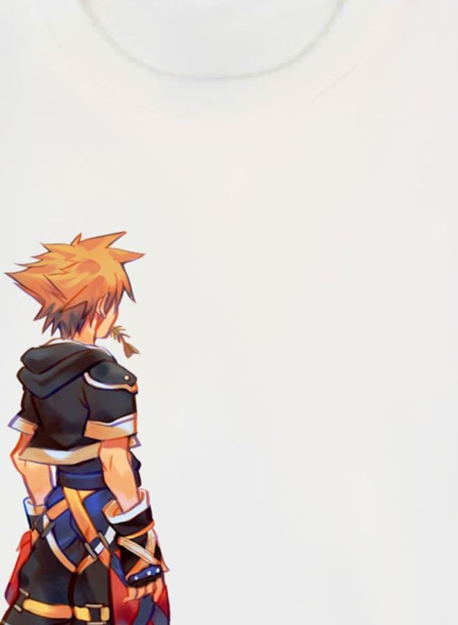 بي بي تيشيرت بتصميم مطبوع للعبة الفيديو "Kingdom Hearts" أبيض / أسود / أزرق - Image 3