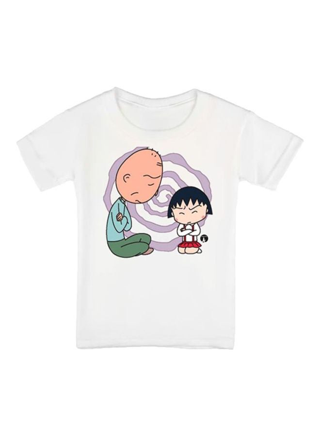 بي بي تيشيرت مطبوع بتصميم من سلسلة الرسوم المتحركة "Chibi Maruko-Chan" أبيض - Image 1