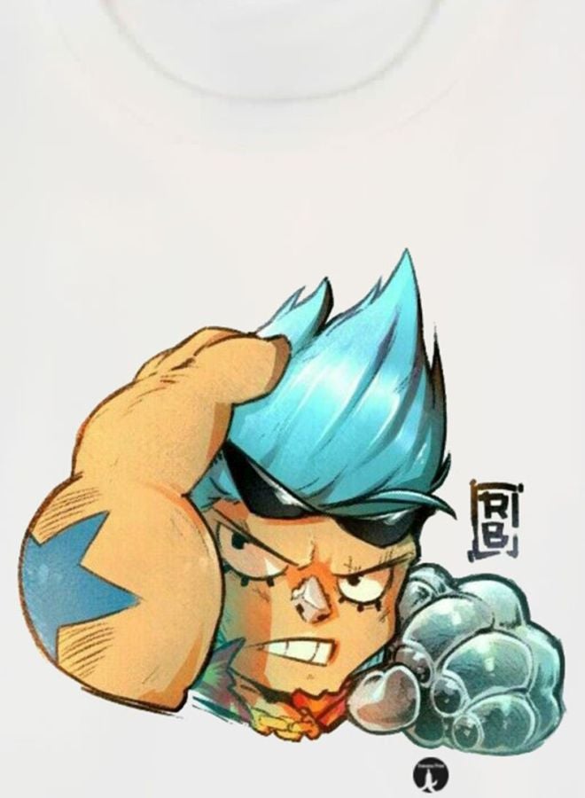 بي بي تيشيرت مطبوع بتصميم من مسلسل الرسوم المتحركة One Piece أبيض/أزرق/بيج - Image 3