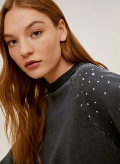 MANGO Shoulder Studded Sweater Grey  - Image 4