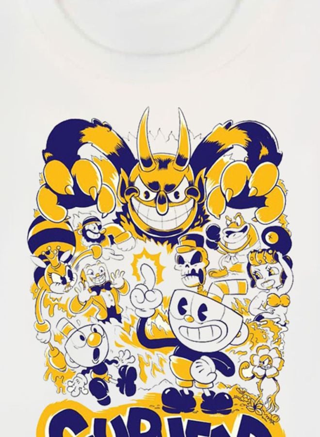بي بي تيشيرت بطبعة مستوحاة من لعبة الفيديو "Cuphead" أبيض/أصفر/أسود - Image 3