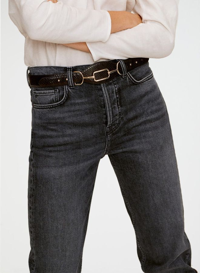 MANGO - High Waist Straight Jeans Grey - Image 1