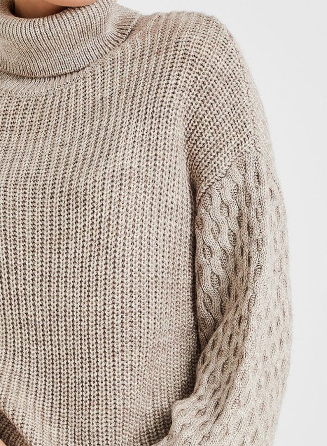 NA-KD Turtleneck Sweater Beige - Image 4