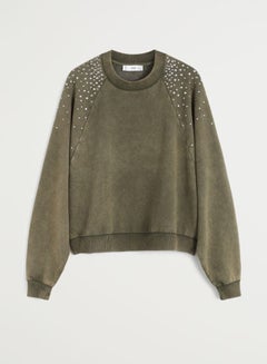 MANGO Shoulder Studded Sweater Olive  - Image 5