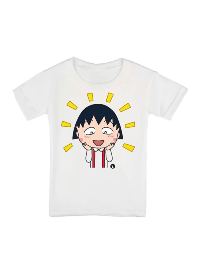 BP Anime Chibi Maruko-Chan Printed T-Shirt White/Beige/Black - Image 1