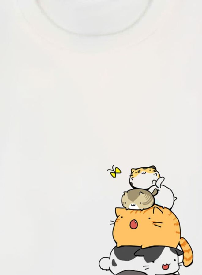 بي بي تيشيرت مطبوع بصورة قطط أبيض - Image 3