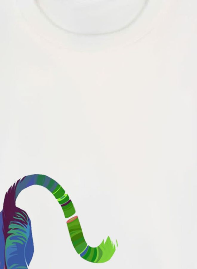 بي بي تيشيرت بطبعة نمر أبيض/أزرق/أخضر - Image 3