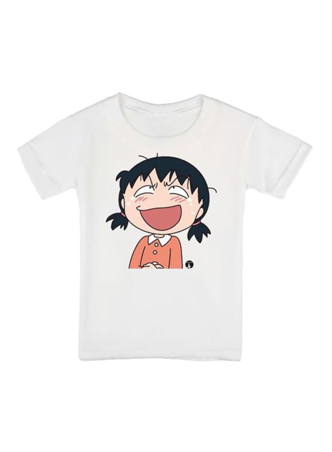 بي بي تيشيرت مزين بطبعة شخصية المسلسل الكرتوني Chibi Maruko-Chan أبيض - Image 1