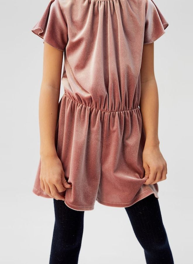 MANGO - Girls Velvet Playsuit Pink - Image 1