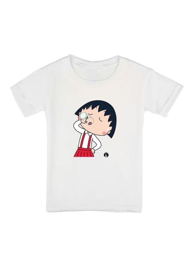 بي بي تيشيرت مزين بطبعة شخصية المسلسل الكرتوني Chibi Maruko-Chan أبيض - Image 1