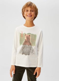 MANGO Bear Printed T-Shirt White  - Image 1