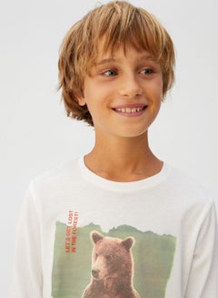 MANGO Bear Printed T-Shirt White  - Image 4