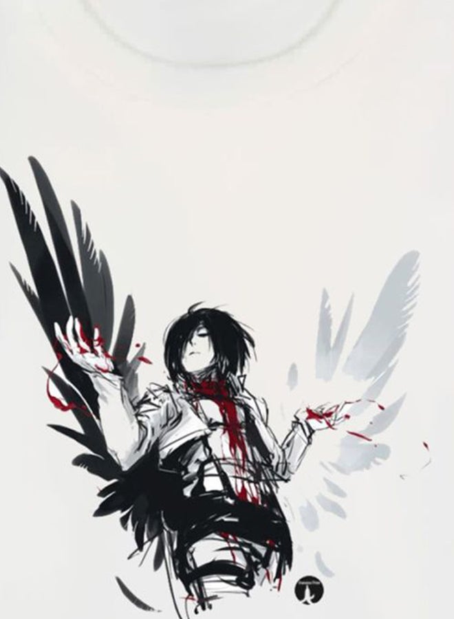 بي بي تيشيرت مزين بطبعة مستوحاة من المسلسل الكرتوني Attack On Titan أبيض - Image 3