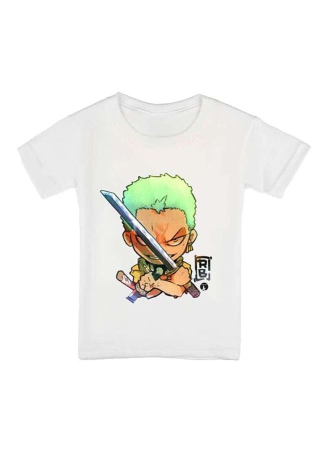 بي بي تيشيرت مزين بطبعة من المسلسل الكرتوني One Piece أبيض/أصفر/أخضر - Image 1