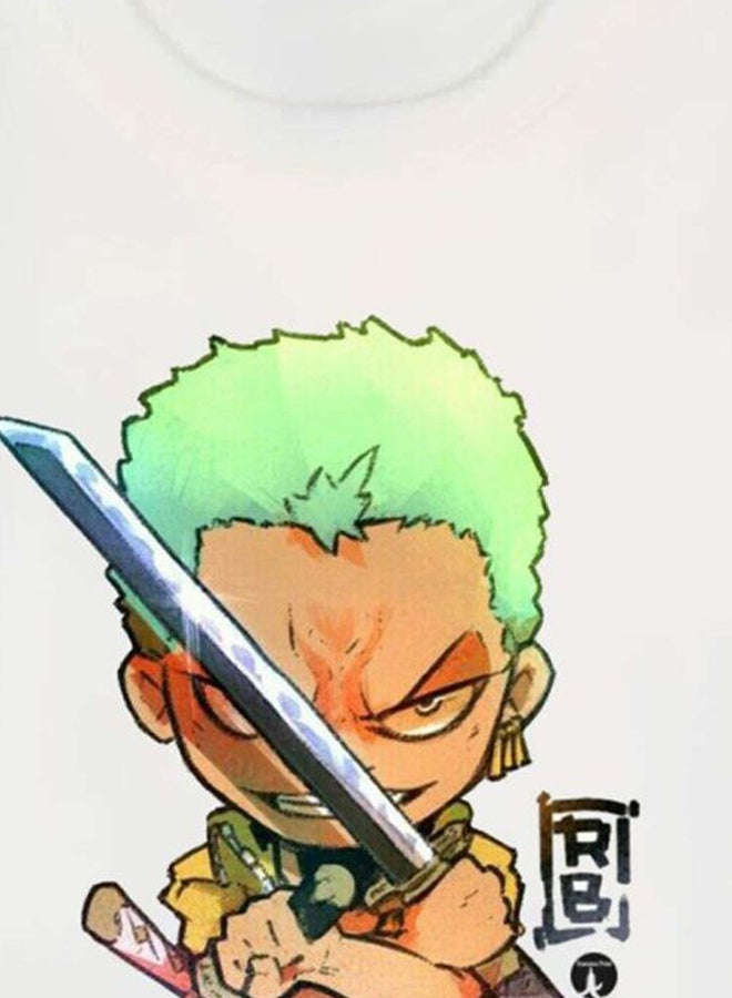 بي بي تيشيرت مزين بطبعة من المسلسل الكرتوني One Piece أبيض/أصفر/أخضر - Image 3