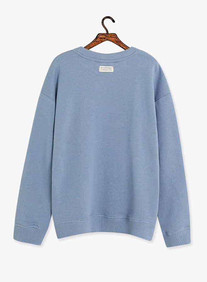 MANGO - Organic Cotton Message Sweatshirt Blue - Image 1