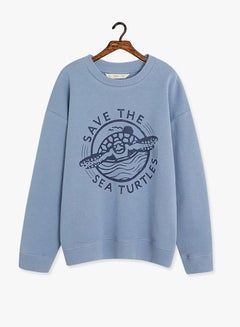 MANGO Organic Cotton Message Sweatshirt Blue  - Image 5